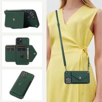 Case For Iphone 14 13 12 Mini 11 Pro XS MAX XR X 7 8 6s Plus SE 2020 Cover Crossbody Shoulder Strap Wallet Card Holder Stand Pho