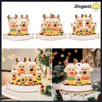 JINGWEI 2PCS เรซิน ของตกแต่งแขวน เขียนชื่อ ดีไอวาย เครื่องประดับกวางเรนเดียร์ การ์ตูนลายการ์ตูน ตกแต่งต้นคริสต์มาส จี้ครอบครัวกวางเรนเดียร์ ครอบครัวของคุณ