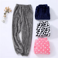 Sleep Bottom Women Winter Full Length Pajama Pants Flannel Casual Soft Warm Thick Daily Homewear Plus Velvet Couples Trousers