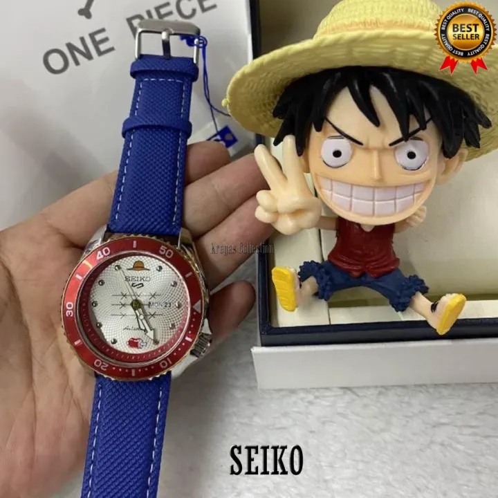 Seiko 5 Sports SRPF Day & Date One Piece LE LUFFY Silver Dial Blue Leather  Strap Watch for Men | Lazada PH