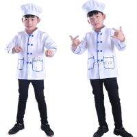 [TIN Household Products] Cook Chef Jacket Uniform For Kids Boy Role Play Halloween Performance Stage Party Restaurant บริกรพนักงานเสิร์ฟผ้ากันเปื้อน