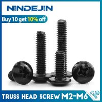 NINDEJIN 10-50Pcs M3 M4 TM Screws Phillips Truss Mushroom Head Screw Black Plated Electronic Carbon Steel Samll Screws Nails Screws  Fasteners