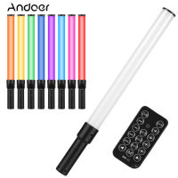 Andoer D3ไฟ RGB แบบมือถือท่อ LED แฟลชวิดีโอไม้กายสิทธิ์2500K-9900K หรี่แสงได้21เอฟเฟกต์ฉากในตัว BT พร้อมรีโมทคอนโทรลหน้าจอ LCD สำหรับการถ่ายภาพบุคคลสตรีมมิง Vlog