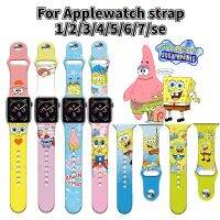 【CHUYANG SHOP】   SpongeBob SquarePants สำหรับ iphone Watchband 12 3 4 5 6 7 Se Smartwatch Watchband สร้อยข้อมือ IWatch 40มม. 38มม. 42มม. 44มม.