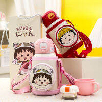 Kawaii Chibi Maruko-Chan อะนิเมะงานอดิเรกของผู้หญิงการ์ตูนสแตนเลสร้อนฟางถ้วยกาแฟคริสต์มาสของขวัญวันเกิด
