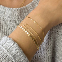 SUMENG New Arrival 4 PcsSet BOHO Multilayer Bangles Gold Silver Color Tube Lace Salite Chain Bracelets For Women Jewelry