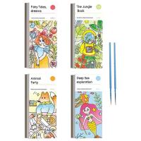 Watercolor Coloring Book Mini Coloring Books With Pen 4 Styles Travel Pocket Watercolor Kit Toddler Painting Set Mini Coloring Books For Kids newcomer