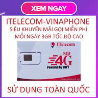 SIÊU RẺ Sim 4G Vina itel gói 3GB ngày 90GB tháng hãng Itelecom + Miễn phí thumbnail