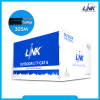 LINK สายแลน CAT6 สายภายนอกมีสลิง รุ่น US-9106MD ความยาว 305 เมตร สำหรับใช้ภายนอก(สีดำ) ทองแดงแท้ 100%