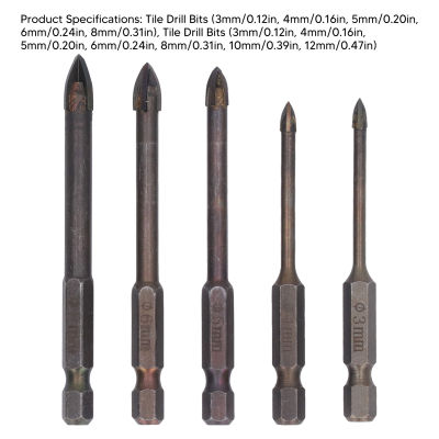 [wondering] 5ชิ้นสว่านตั้งที่ไม่ซ้ำกันข้ามการออกแบบซีเมนต์คาร์ไบด์ Hex Power Bits สำหรับแก้วเซรามิกกระเบื้องแก้วกระเบื้องเต็มกระเบื้องอิฐผนังไม้