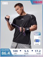 ▤✗ OMG sports line printed workout clothes male quick-drying take running short sleeve T-shirt summer air spring training