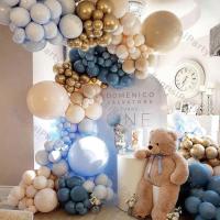 [BBEES] Macaron บอลลูนสีฟ้า Garland Chrome Gold งานแต่งงานตกแต่ง Doubled Cream Peach Ballon Arch Kit Baby Shower Birthday Party Decor