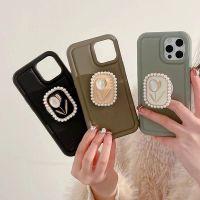 เคสโทรศัพท์ INS กับดอกไม้ทิวลิปมุกโฮลเดอร์เข้ากันได้สำหรับ IPhone 14 13 12 11 Pro Max 14 Pro Max กันกระแทกแบบนิ่มที่เป็นซิลิโคนเหลวด้านเคสด้านหลัง TPU