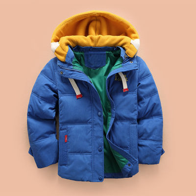 children Down &amp; Parkas 4-10T winter kids outerwear boys casual warm hooded jacket for boys solid boys warm coats