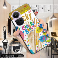 เคส PMP สำหรับ OPPO Reno10 5G 10 Pro 5G (แหวนใส่นิ้ว + เชือกเส้นเล็ก) เคส TPU แบบนิ่มอาหารที่สร้างสรรค์แท่งบิสกิตเคสมือถือยางซิลิโคนกันกระแทก