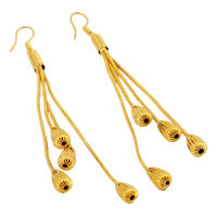 18K Yellow Gold Drop Tassel Earring for Women Jewelry