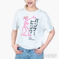 COD hjzfk0 DOSH WOMENS CROPPED TOPS PINK PANTHER เสื้อยืดทรงครอปหลวม ผู้หญิง 9DPPWT1007-OW