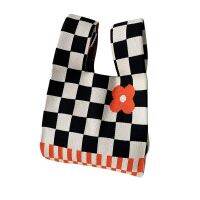 Hot selling new customize style printed Spring Autumn plaid knitted bag fashion cute lady bags