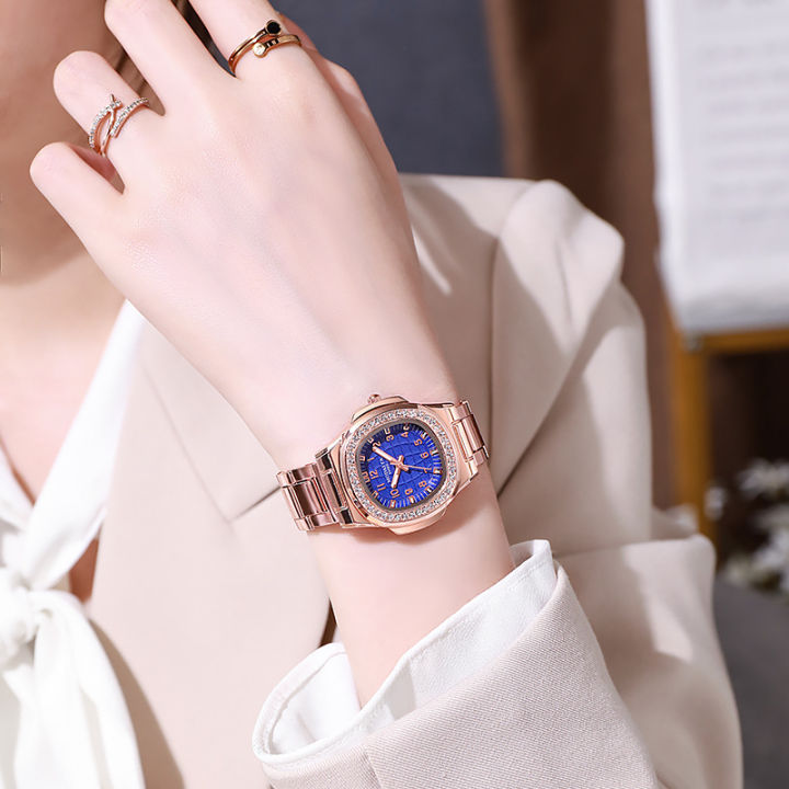นาฬิกาผู้หญิง-nautilus-สไตล์เพชรฝังแฟชั่นนาฬิกาข้อมือรูปสี่เหลี่ยมอเนกประสงค์