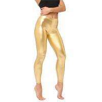 【CW】 New solid Metallic green gold silver Leggings party Booty skinny Pants pencil