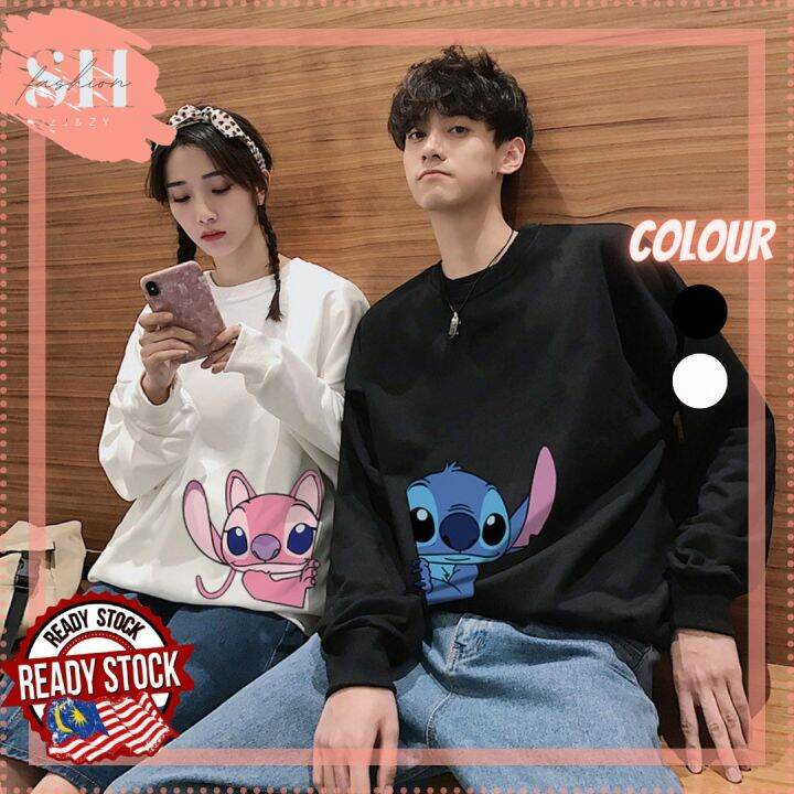 SHFASHION🔥New Arrival🔥Lilo Stitch Couple Hoodie Men Women Printed Oversize  Baju Wanita Long Sleeve Kartun Sweater Unisex | Lazada