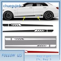 CHUEGUJE6สติกเกอร์ติดรถยนต์ด้านข้างลายทางกีฬาไวนิลสำหรับรถยนต์ยาว2ชิ้น