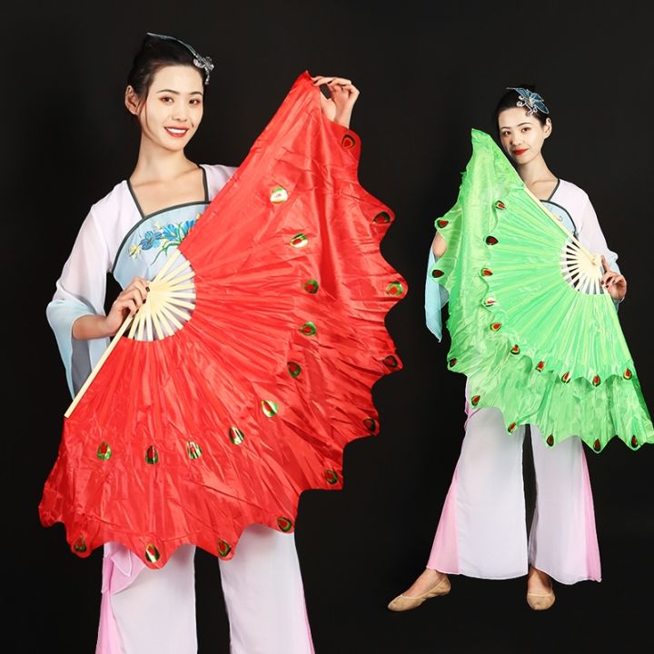 yangko-หางม้าสำหรับผู้ใหญ่-เต้นรำผ้าไหมสไตล์จีนหางยาว