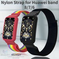 สาย Huawei Band 8 7 6สาย/วง Xiaomi Mi 7 Pro /Redmi Smart Band 2สายสายผ้าไนลอนสายรัดเวลโครพร้อมเคสป้องกันสายรัดข้อมือพีซีเคสแบบแข็ง