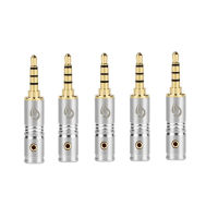 Jack 3.5 Male Connector 4 Pole Gold Plating 3.5mm Audio Plug Adapter 6mm Tail Hole Speaker Cable Connectors Headphone Minijack