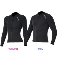 2mm Neoprene Men Women Diving Top with Front Zipper Wetsuits Jacket Long Sleeves Wetsuit Top for Snorkeling Scuba Diving Surfing