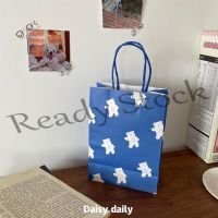 【hot sale】 ✱ B41 3pcs / set cute cartoon blue white bear dot pattern paper bag hand bag gift bag kraft paper shopping bag packing bag