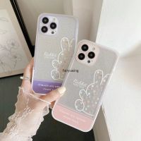 เคสโทรศัพท์กระต่ายสีฟรอสติ้งแบบตั้งได้สำหรับ IPhone 14 13 12 Pro Max 11 Pro Max 7/8 Plus ซิลิโคนนิ่มที่มองไม่เห็นกรอบกันกระแทก