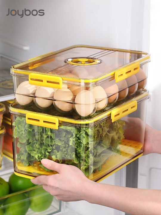 กระป๋องที่เก็บอาหารใส่สัตว์เลี้ยงสำหรับตู้เย็นไข่ความจุสูงผักผลไม้