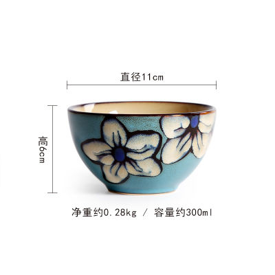 Ceramic plate and bowl set creative dish dish Japanese style dinner plate home hand painted round deep plate Retro