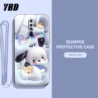 เคสโทรศัพท์เอฟเฟกต์ภาพ3D YBD สำหรับ OPPO A9 2020 A5 2020ลวดลายกระต่ายน่ารักลายดอกทิวลิปหรูหราวัสดุซิลิโคนสายคล้อง