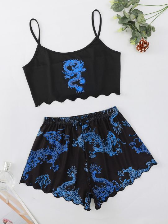 new-style-lady-s-summer-chinese-dragon-print-camisole-with-shorts-pajama-set-comfortable-home-wear-sleepwear-underwear