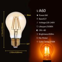 2021 Focos Retro Filamen Led Bulb A60 6w E27 2700/4000k Energy Saving Light Edison Lamp For Home Office Interior Decoration