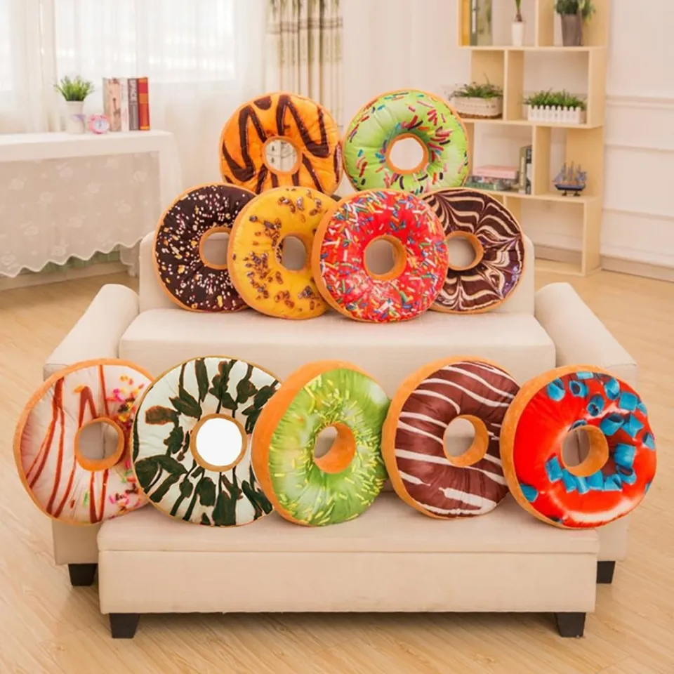 3D Creative Cute Chocolate Donut Pillow Cushion Single Hole Beautiful Hip Cushion  Cushion Bedding Plush Toys