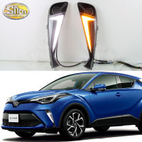 SNCN 2ชิ้น12V LED DRL Daylights สำหรับ Toyota CHR C-HR 2020 2021 2022สีเหลืองสัญญาณไฟเลี้ยวเลี้ยวสำหรับกลางคืนสีน้ำเงินตอนกลางวันไฟหน้าโคมไฟสำหรับขับรถอัตโนมัติ