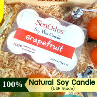 SenOdos เทียนหอม อโรม่า เทียนทีไลท์ Tealight Set Grapefruit Soy Candles - กลิ่นเกรปฟรุตแท้ 15 g. (6 ชิ้น)