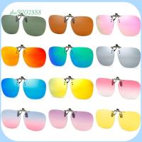 JHA9202888 คลิปโลหะแบบหนีบ แว่นกันแดดโพลาไรซ์แบบหนีบ UV400 ที่ไร้ขอบ เฉดสีเหลี่ยม วินเทจ สะดวกสบายๆ แว่นกันแดดแบบพลิกขึ้นสำหรับแว่นสายตา เหมาะสำหรับกลางแจ้งและการขับรถ