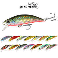 เหยื่อตกปลา ABS สีใหม่1ชิ้น5ซม./5ก. 3D Eyes Trolling Bass Sinking Minnow Laser Bait พร้อมตะขอสามชั้น2ชิ้น