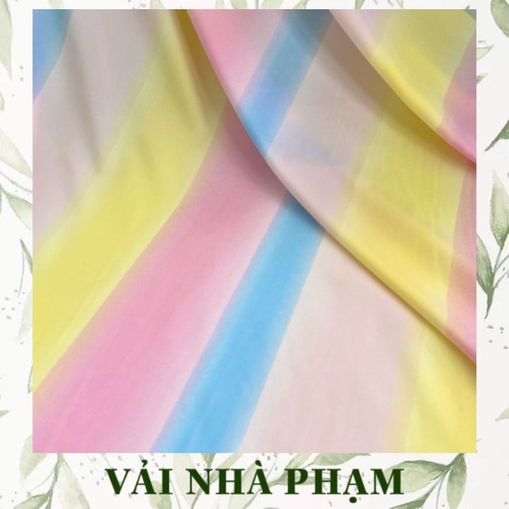 VẢI LỤA 75D HOẠ TIẾT SỌC MÀU PASTEL - KHỔ VẢI  - VẢI NHÀ PHẠM |  