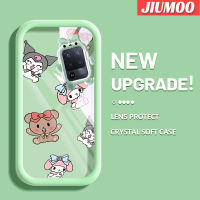 เคส JIUMOO สำหรับ OPPO A94 4G F19 Pro Reno 5F Reno 5 Lite เคสนิ่มน้อยน่ารักรูปการ์ตูนรูปหมีและกระต่ายน้อยเคสกันกระแทกกล้องกรอบเคสใส่ Tpu น่ารัก