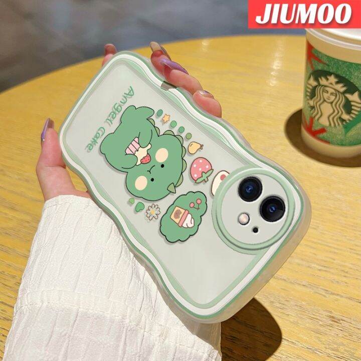 jiumoo-เคส-a30s-a50s-a50ลายการ์ตูนน่ารักลายไดโนเสาร์เค้กสุดสร้างสรรค์เลนส์กล้องถ่ายรูปเคสโทรศัพท์แบบใสขอบกันกระแทกเคสป้องกันแฟชั่นเคสโปร่งใสซิลิโคนแบบนิ่ม