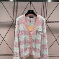 Early Autumn New Shiny Pink Intermittent V-neck Long Sleeve Knitted Cardigan