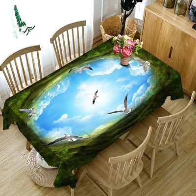 Forest Scenery Printing Rectangular Tablecloth for Table Home Decoration Polyester Waterproof Coffee Tables Cover Mantel Mesa