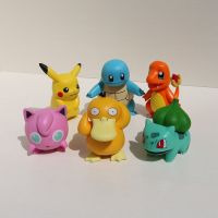 6 pcsset Pokemon Pikachu Charmander Psyduck Squirtle Jigglypuff Bulbasaur Bulbasaur Anime Figures Toys Model Kawaii Kids GIft