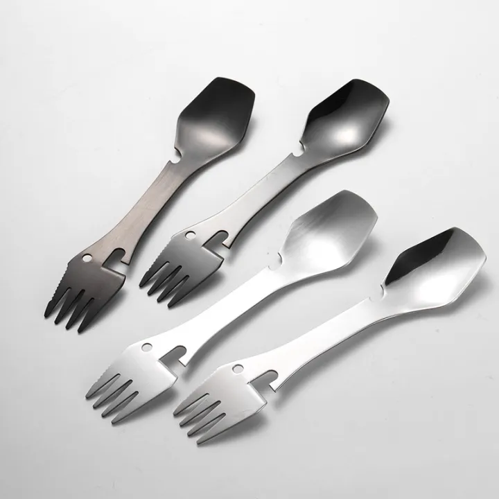 5 in 1 Stainless Steel Cutlery Multifunctional Camping Picnic Hiking or