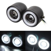 Retro รถจักรยานยนต์ LED ไฟคู่ Harley Prince CG125ดัดแปลง LED ไฟฉายติดหัวแองเจิ้ลอายคู่ไฟไฟหน้า